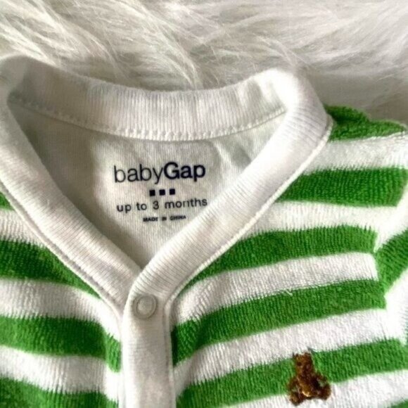 Baby Gap Green & White Terrycloth Summer Romper 0/3M 0 to 3 Month - Picture 4 of 4